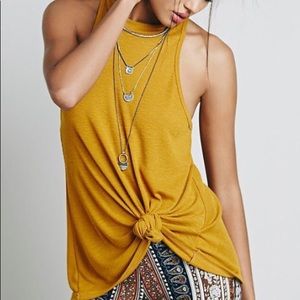 Free People Mock Me Tank - Inca Gold  XS